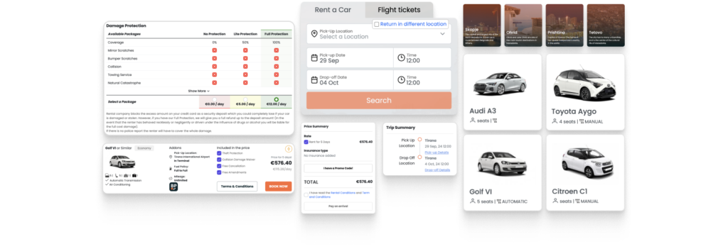 a screenshot of a car rental application